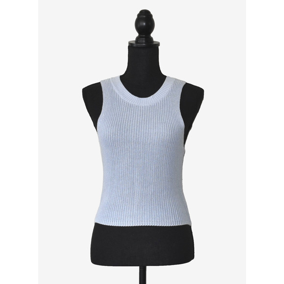 A6 Auth REFORMATION Light Blue Linen Blend Knit Vest Tank Top Size S - Picture 1 of 6